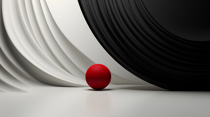  red ball on black and white background - Powered by Adobe