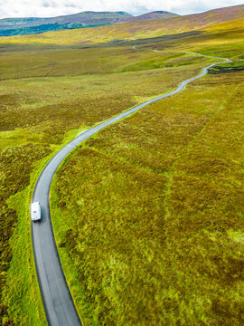 Driving around Bogs with mountains in background in Sally gap