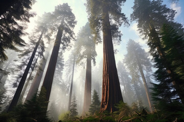 Majestic Sequoias in the Morning Haze