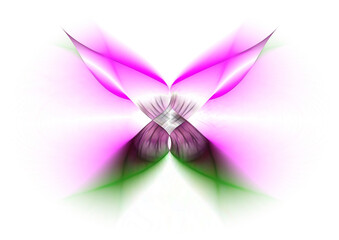 glowing neon purple and green contemporary pattern on a white background