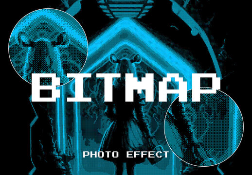 Grunge Bitmap Photo Effect Mockup With Generative AI Preview
