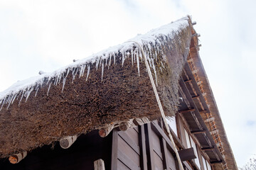  Step into a fairytale world in Shirakawago, where the iconic Gassho-Style Houses stand tall with their roofs gracefully adorned with a blanket of snow and sparkling icicles.
