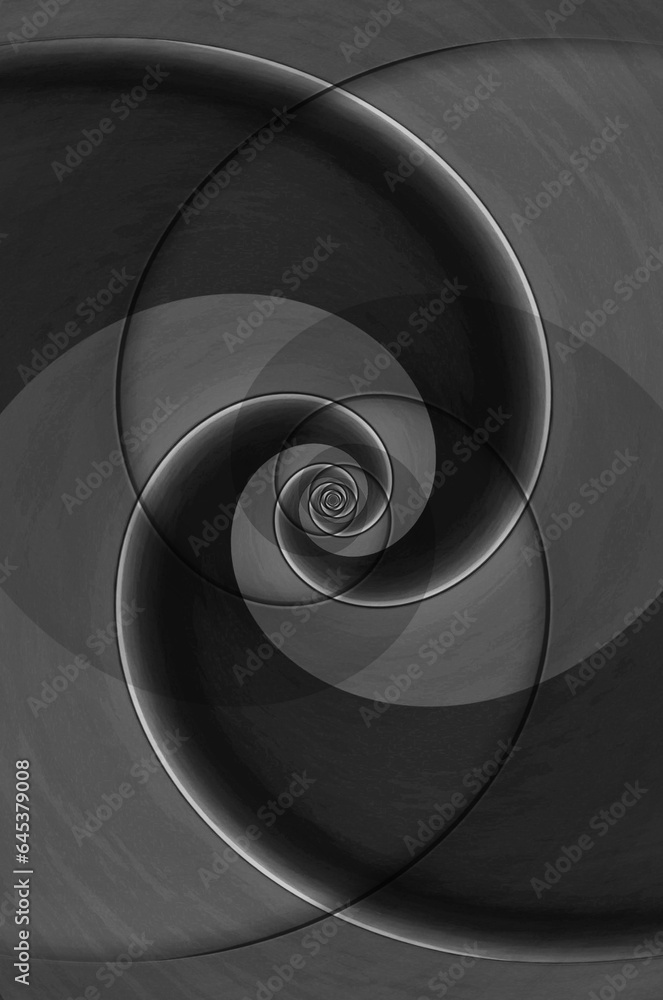 Aufkleber shades of grey overlapping nested spiral design in square format