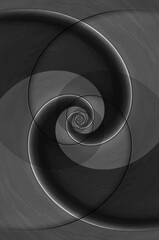 shades of grey overlapping nested spiral design in square format
