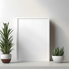 elegant thin square frame mock up with white screen