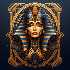 egypt mummy in an ornate frame  tshirt tattoo design dark art illustration isolated on black