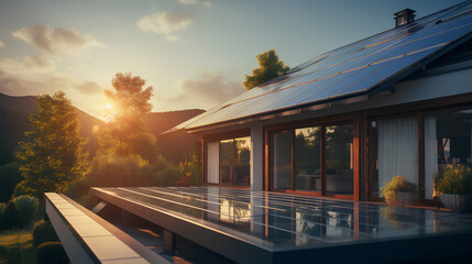 modern house with solar panels on the roof