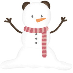 Snowman at Christmas and cold days Snowman wearing a warm red scarf