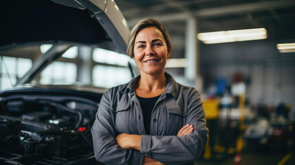 Smiling Female Auto Technician