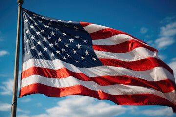 American Flag against a Brilliant Blue Sky