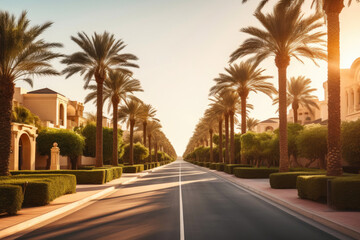 Fototapeta na wymiar Dubai Dreamland: Avenue of Palms