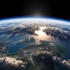  Planet earth with some clouds, europe view. 