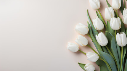 white tulips on white background