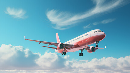 Obraz premium passenger plane flying in the sky with the clouds.