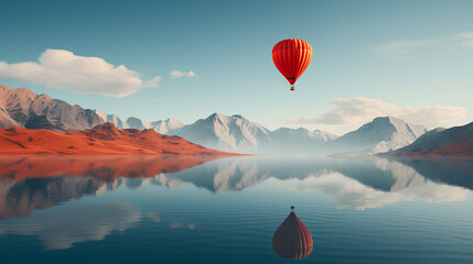 hot air balloon in the lake