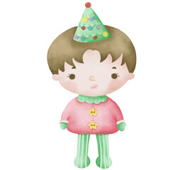 little boy Christmas watercolor 