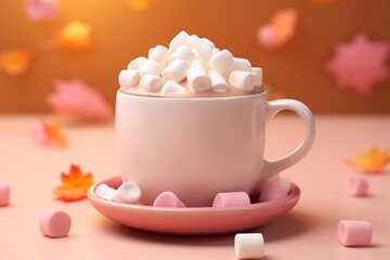 Obraz na płótnie Canvas Cup of hot chocolate with marshmallows autumn. AI generated