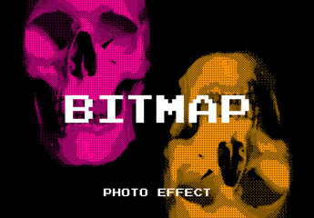 Retro Bitmap Photo Effect Mockup With Generative AI Preview