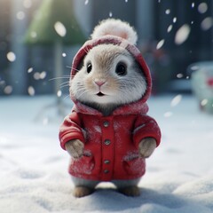 Cute rabbit dressed as Santa Clause