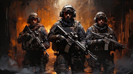Fototapeta premium Artistic and epic military equipment. Generative AI