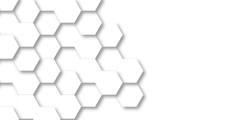 Background with hexagons white Hexagonal Background. Luxury White Pattern. Vector Illustration. 3D Futuristic abstract honeycomb mosaic white background. geometric mesh cell texture.	
