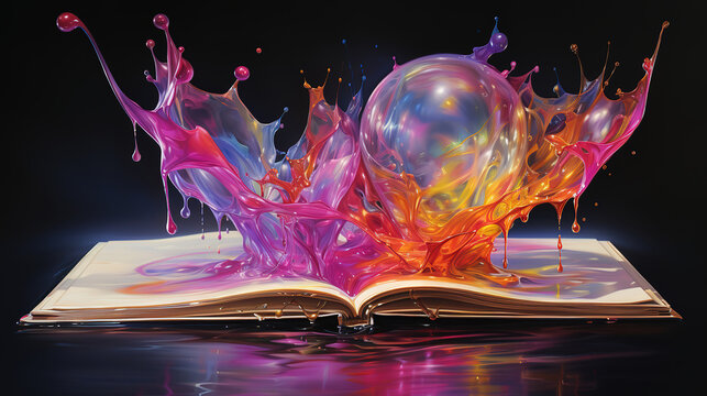 Magic Boock, Bright color, ultra realistic. Generative Ai