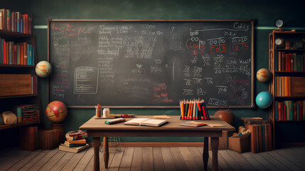 back to school concept with school board and supplies