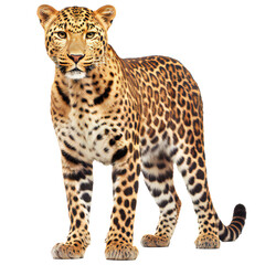 Full body leopard isolated on transparent