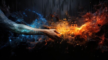 Abstract art of hands touching. Generative AI