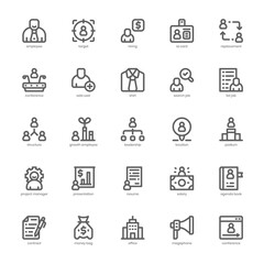 Human Resource icon pack for your website, mobile, presentation, and logo design. Human Resource icon outline design. Vector graphics illustration and editable stroke.