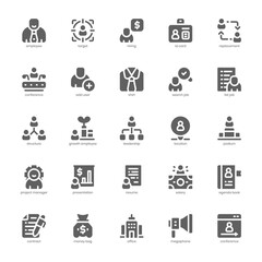 Human Resource icon pack for your website, mobile, presentation, and logo design. Human Resource icon solid design. Vector graphics illustration and editable stroke.