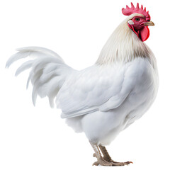 full body of white chicken ,hen standing isolated on transparent