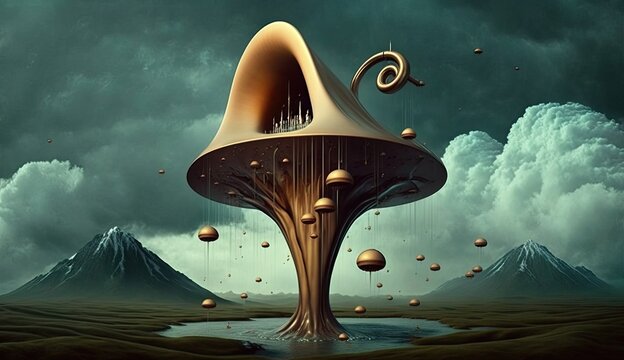 Fantasy landscape inspired by music, technology and nature