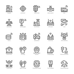 Smart City icon pack for your website, mobile, presentation, and logo design. Smart City icon outline design. Vector graphics illustration and editable stroke.