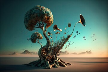 Musical instruments in artistic fantasy form