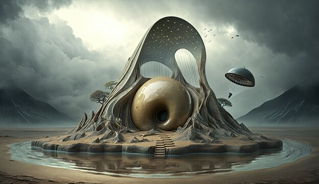 Fantasy landscape inspired by music, technology and nature