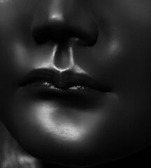 Abstract mannequin black porcelain glass face sculpture