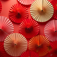 pattern with umbrellas. red background with red umbrellas background with copy space. Lunar new year