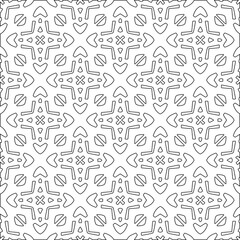 Vector pattern with symmetrical elements . Modern stylish abstract texture. Repeating geometric tiles from striped elements.Black and white pattern.