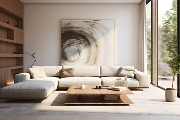 open space in a modern living room with minimalistic design