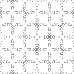 Vector pattern with symmetrical elements . Modern stylish abstract texture. Repeating geometric tiles from striped elements.Black and white pattern.