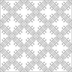 Vector pattern with symmetrical elements . Modern stylish abstract texture. Repeating geometric tiles from striped elements.Black and white pattern.
