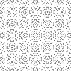 Vector pattern with symmetrical elements . Modern stylish abstract texture. Repeating geometric tiles from striped elements.Black and white pattern.