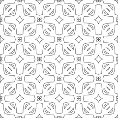 Vector pattern with symmetrical elements . Modern stylish abstract texture. Repeating geometric tiles from striped elements.Black and white pattern.