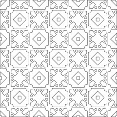 Vector pattern with symmetrical elements . Modern stylish abstract texture. Repeating geometric tiles from striped elements.Black and white pattern.