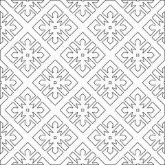 Vector pattern with symmetrical elements . Modern stylish abstract texture. Repeating geometric tiles from striped elements.Black and white pattern.