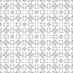 Vector pattern with symmetrical elements . Modern stylish abstract texture. Repeating geometric tiles from striped elements.Black and white pattern.