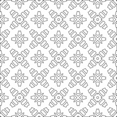 Vector pattern with symmetrical elements . Modern stylish abstract texture. Repeating geometric tiles from striped elements.Black and white pattern.