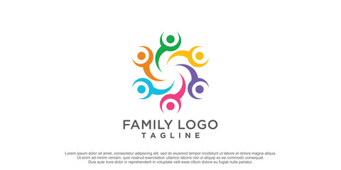 Community logo template for social team group premium vector