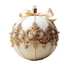3d luxury White Christmas ball decorated with gold